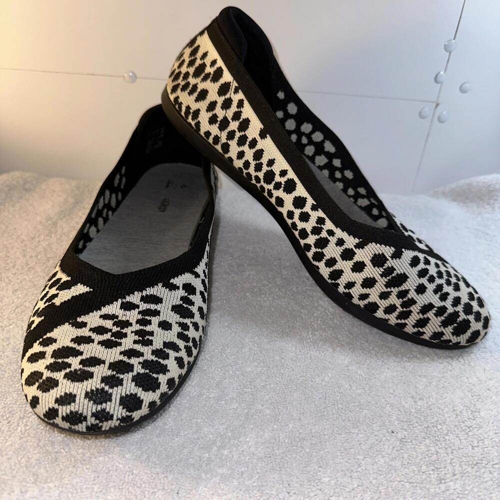 Clarks Cloudsteppers Shoes Fabric Ballet Flats Size 10 Black White Polka Dot